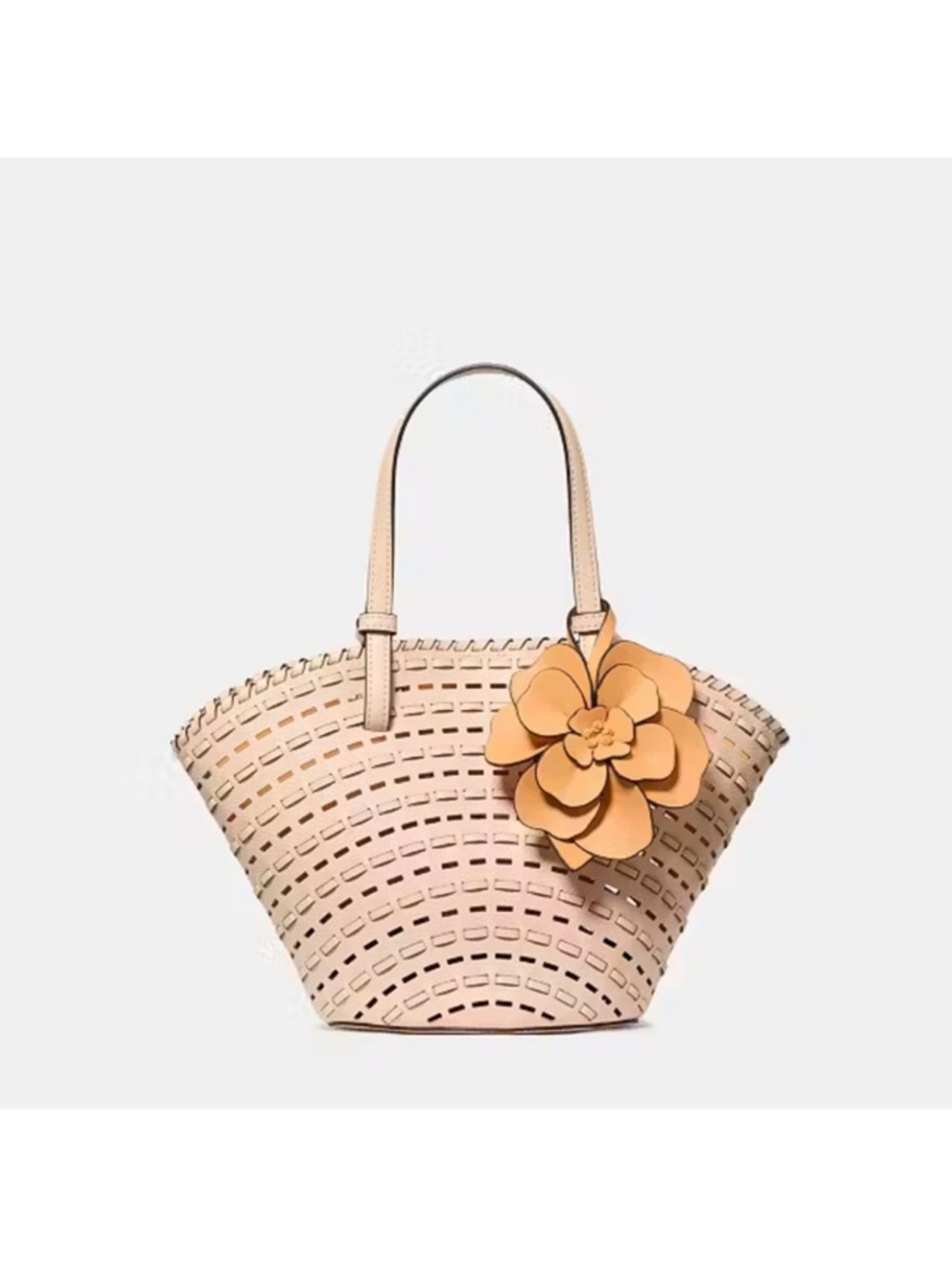 Kate Spade Dahlia Small Tote Bag with Floral Charm, Crisp Peach Multi NEW NWT